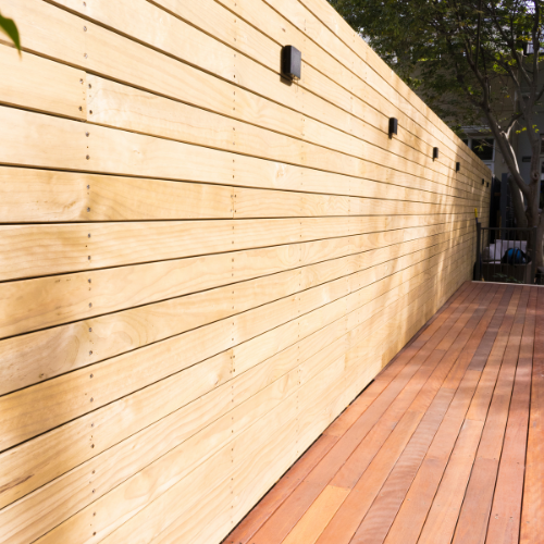 Wooden Decking with Wooden Fencing/Wall