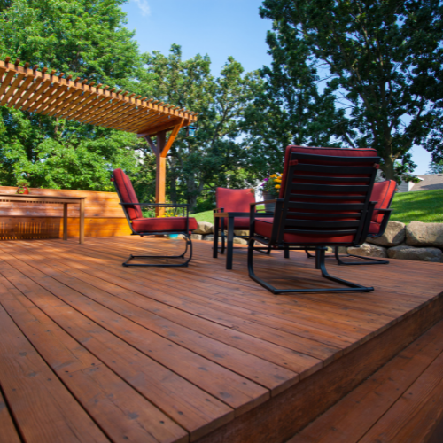 Chairs on a Nice Decking With Pergola